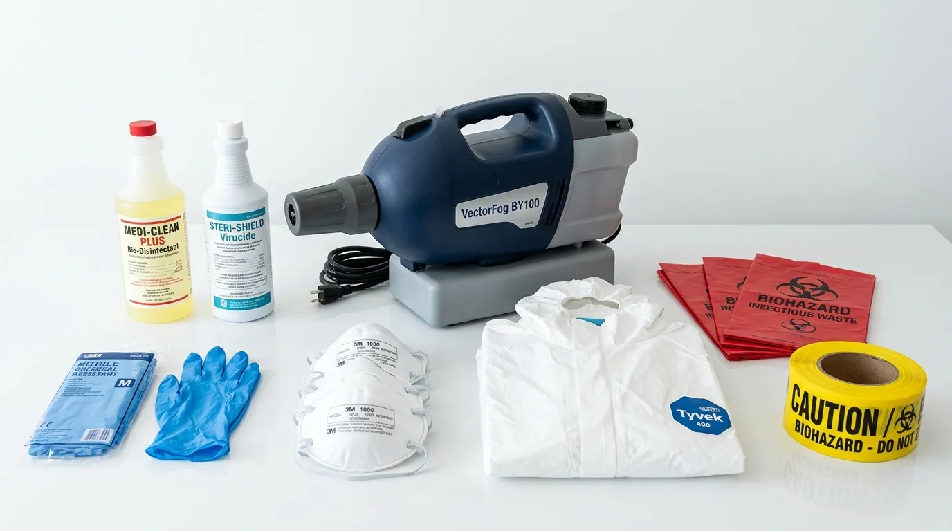 Professional biohazard remediation crew working in Prichard